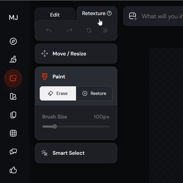 Midjourney ReTexture feature in use