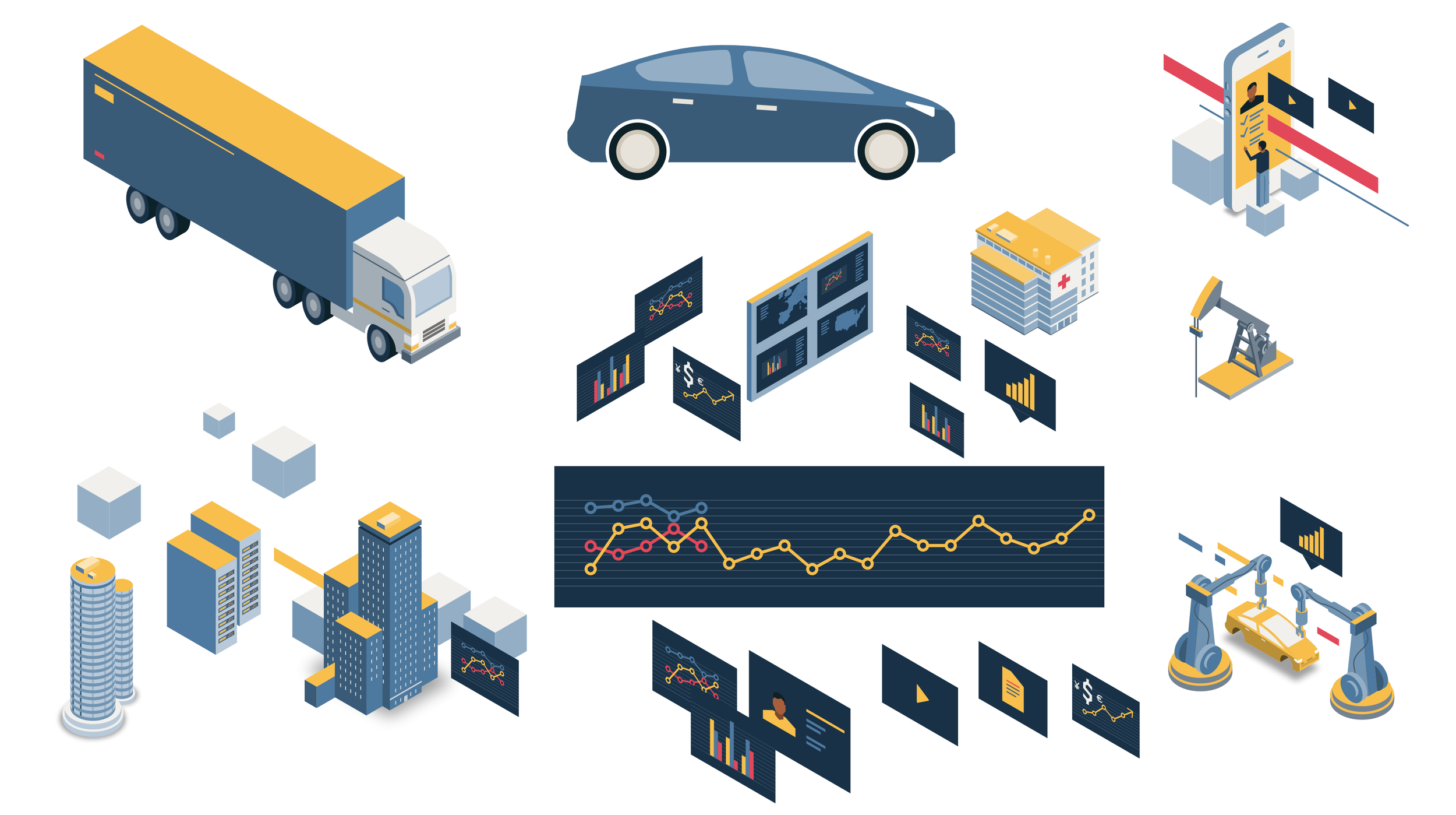 Netcracker isometric illustrations